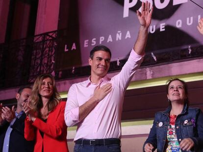 Pedro Sánchez celebra los resultados de las elecciones del 28 de abril.