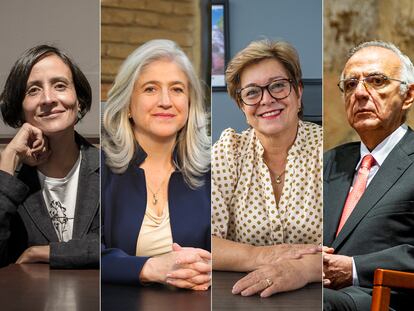 Los ministros Néstor Osuna, Susana Muhammad, Catalina Velasco, Gloria Inés Ramírez e Iván Velázquez.