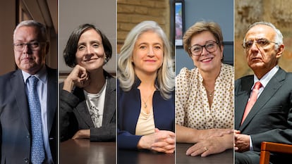 Los ministros Néstor Osuna, Susana Muhamad, Catalina Velasco, Gloria Inés Ramírez y Iván Velázquez