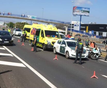 Zona del accidente donde murió el agente de la Guardia Civil.