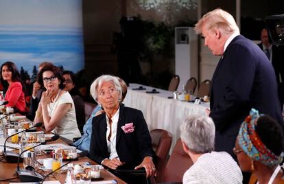 El presidente de los Estados Unidos, DonaldTrump llega a un encuentro del G7, el 9 de junio de 2018.