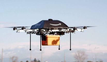 Uno de los drones usados por Amazon para reparto de paquetes. 