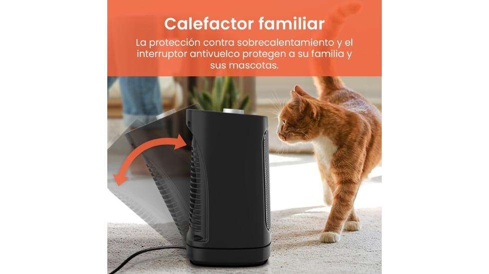 Este calefactor se apaga automáticamente para evitar sobrecalentamientos.