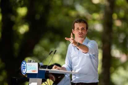 Inauguración del curso político del PP en la Carballeira de San Xusto (Cerdedo-Cotobade) con la participación del presidente del PP, Pablo Casado y el presidente del PP de Galicia, Alberto Nuñez Feijóo.