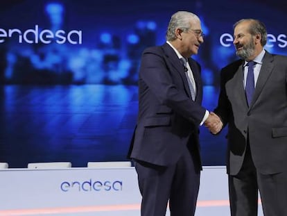 José Bogas y Juan Sánchez Calero, en la junta de Endesa.