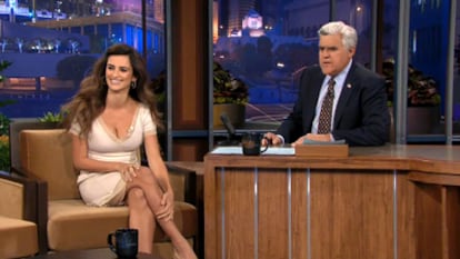 Imagen de la actriz Penélope Cruz en el show de Jay Leno.