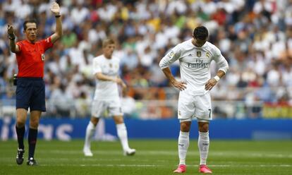 Otra de los lamentos de Cristiano Ronaldo en el Santiago Bernabeu.