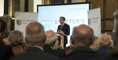 Mark Carney, gobernador del Banco de Inglaterra, en una conferencia de prensa.