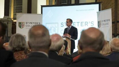 Mark Carney, gobernador del Banco de Inglaterra, en una conferencia de prensa.