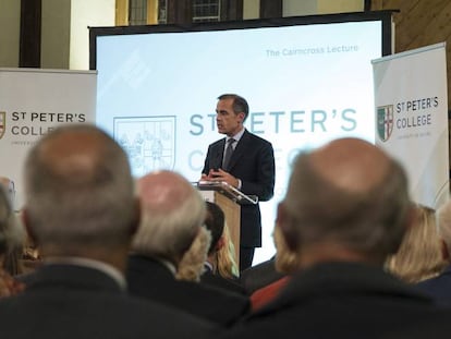 Mark Carney, gobernador del Banco de Inglaterra, en una conferencia de prensa.