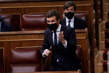 El líder del Partido Popular, Pablo Casado, en el Congreso de los Diputados.