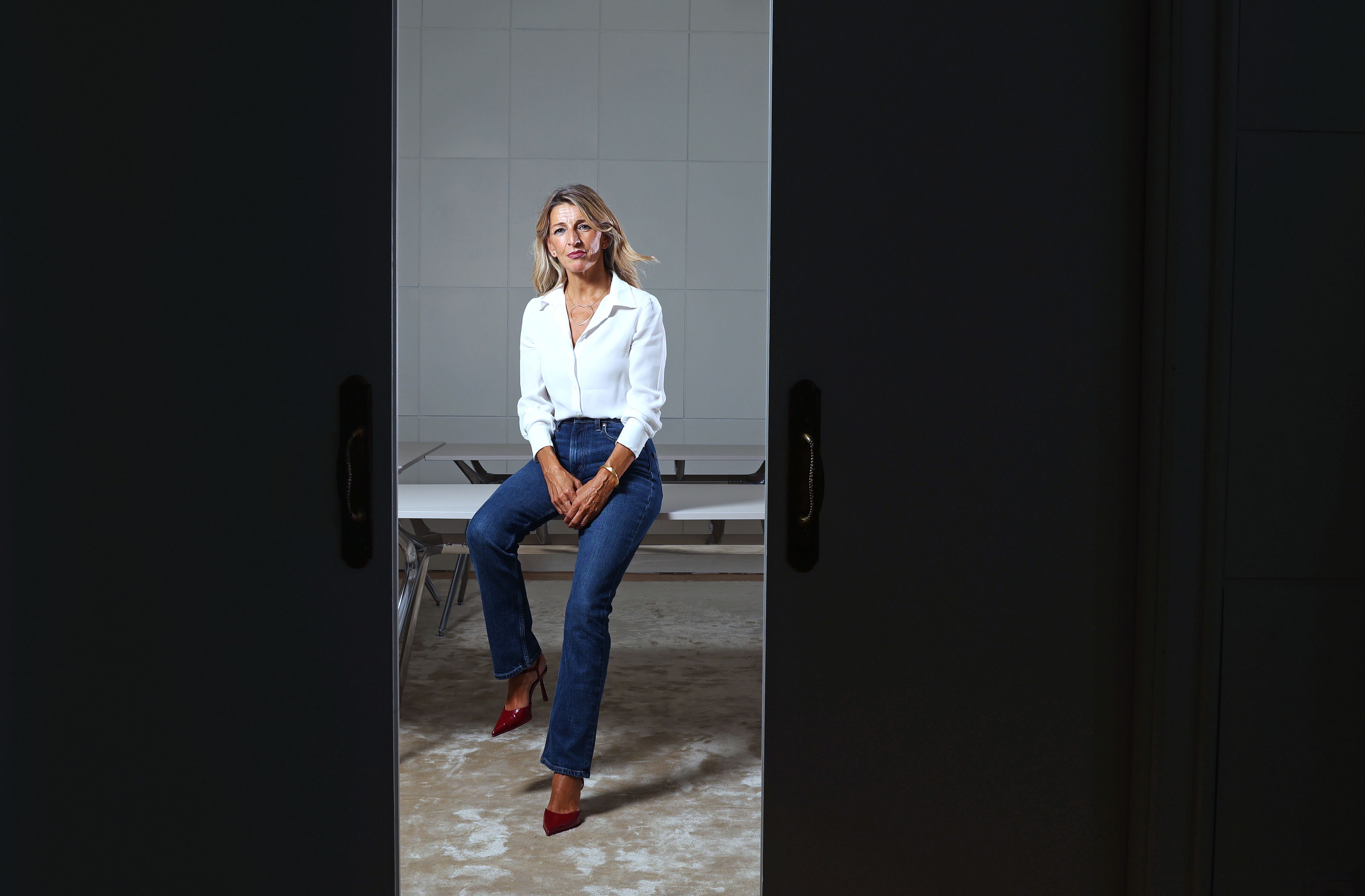 Yolanda Díaz, en la sede del Ministerio de Trabajo en Madrid.