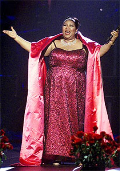 Aretha Franklin, en un concierto en Nueva York en 2001.