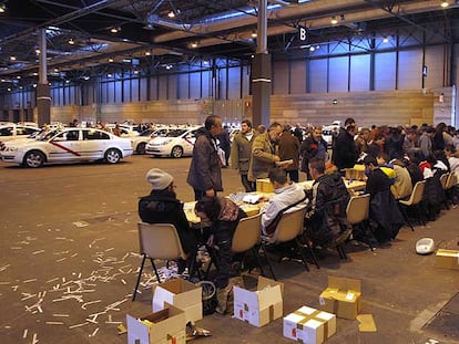Grupo de taxistas en IFEMA
