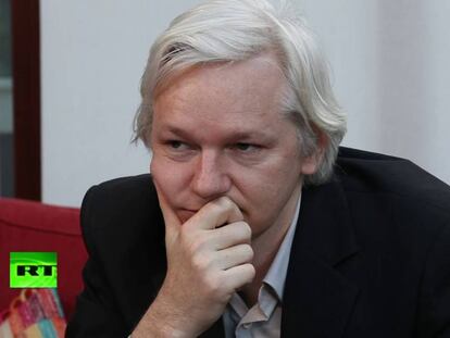 Assange, en una emisión de la cadena rusa RT.