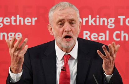 Jeremy Corby, durante su intervenci&oacute;n.