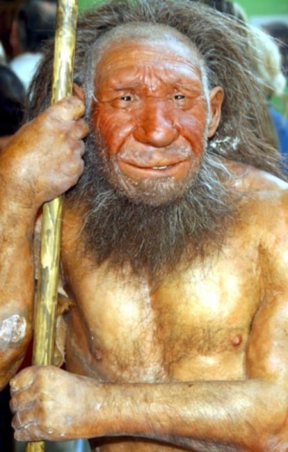 Figura de um homem neardental no Museu Neanderthals em Mettmann (Alemanha).