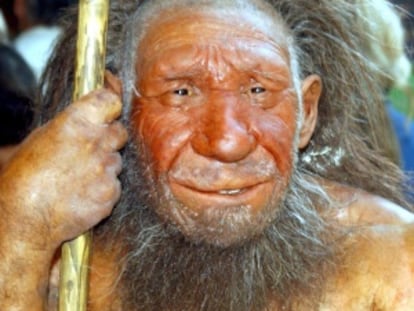 Figura de um homem neardental no Museu Neanderthals em Mettmann (Alemanha).