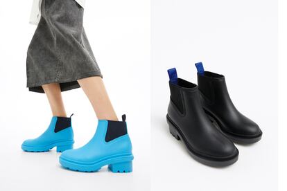 La colección incluye multitud de colores, desde el turquesa eléctrico con tiras en contraste hasta el clásico negro del botín Chelsea.