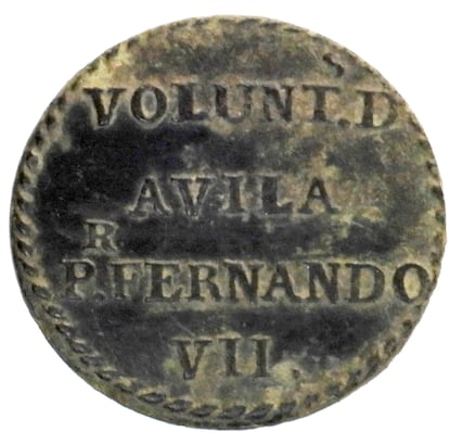 Botón del Regimiento Voluntarios de Ávila, uno de los protagonistas de la defensa de Ciudad Rodrigo en 1810 frente al asedio francés.