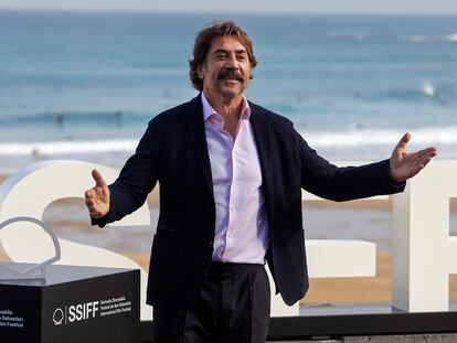 El actor Javier Bardem posa los medios en el estreno de la película 'El buen patrón', de Fernando León de Aranoa, en el Festival de San Sebastián en 2021.