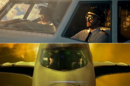 De Toxic a Con altura. Ambos videoclips arrancan con un avión surcando los cielos y un zoom a su cabina. Ahí se puede ver que el piloto del de Rosalía y J Balvin es el tercer artífice del single: El Guincho.