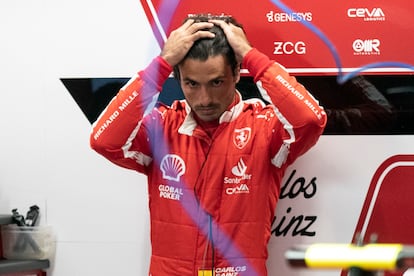 Driver Carlos Sainz during the first practice round at the Las Vegas Grand Prix.