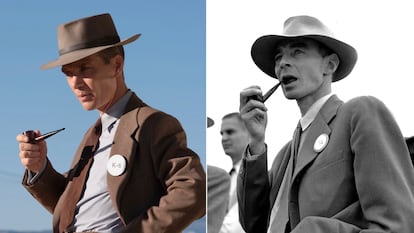 El actor irlandés Cillian Murphy obtuvo el Oscar en la que fue su primera nominación por interpretar a Robert Oppenheimer (d), quien aparece fotografiado en el rancho de Nuevo México donde se probó la bomba atómica en septiembre de 1945.