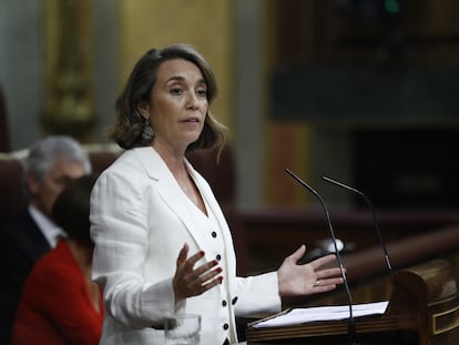 La portavoz del PP en el Congreso, Cuca Gamarra, durante el debate sobre el estado de la nación este martes en el Congreso.