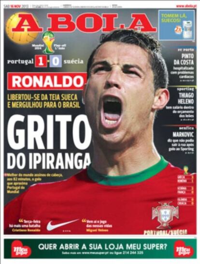 El diario portugués 'A Bola' ensalza a Cristiano Ronaldo.
