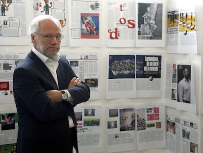 Laurent Joffrin, en la sede de 'Libération' en 2015.