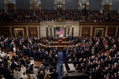 Vista general de la Cámara de Representantes durante el discurso de Donald Trump.