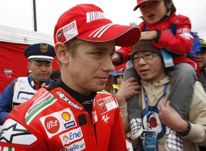 Casey Stoner, en el circuito de Motegi.