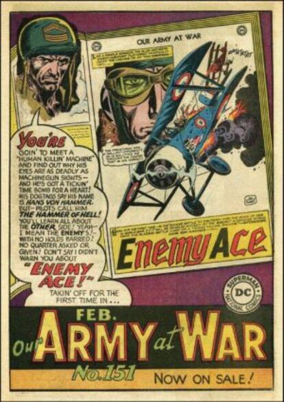 Portada d''Our Army at war', una de les grans publicacions històriques del còmic bèl·lic, que incloïa la sèrie Enemy Ace.