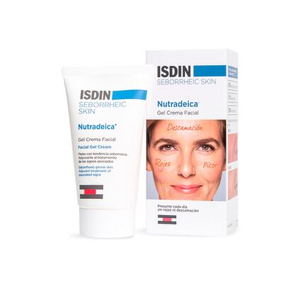 Gel-crema facial Nutradeica de Isdin
Enfocada a las pieles con problemas dérmicos como el exceso de sebo o las rojeces, reduce la descamación, alivia el picor y matifica el rostro con dermatitis seborreica. Sus usuarios destacan su rápido efecto. Algunos, como Cristian y Paula, la tienen como un as en la manga. “Con Nutradeica no he tenido mis problemas de piel más de tres días seguidos. Si tengo una fecha señalada, 10 días antes me pongo crema una vez al día después de ducharme y siempre llego a ese momento sin ningún tipo de problema”.