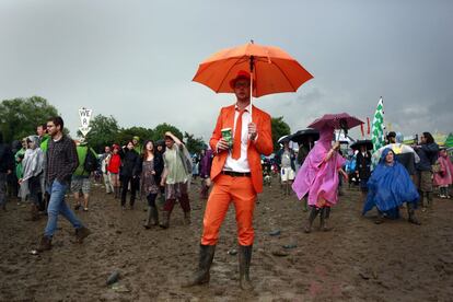 Asistentes al Festival de Glastonbury celebrado en Somerset, Reino Unido. 28 de junio de 2014.