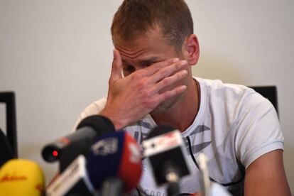 Alex Schwazer durante la rueda de prensa de esta tarde.