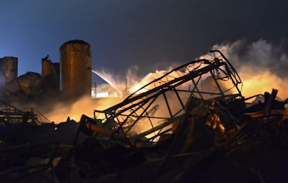 Vista de los escombros tras la explosión de la planta de Texas.