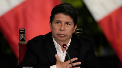Pedro Castillo, at a press conference at the presidential palace in Lima, last October.