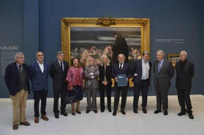 Los autores del catálogo durante la presentación.