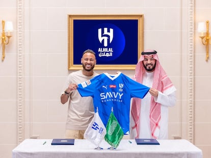 Neymar, en su presentación con el Al-Hilal este martes.