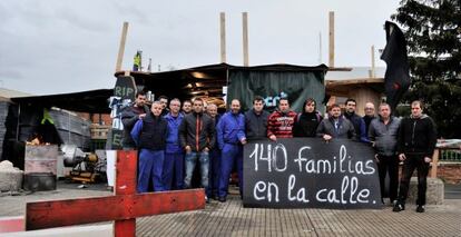 Concentración de trabajadores de General Cable este lunes en Vitoria. 