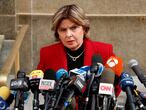 Attorney Gloria Allred speaks with the media at the New York Criminal Court following film producer Harvey Weinstein's guilty verdict in his sexual assault trial in New York, U.S., February 24, 2020. REUTERS/Lucas Jackson