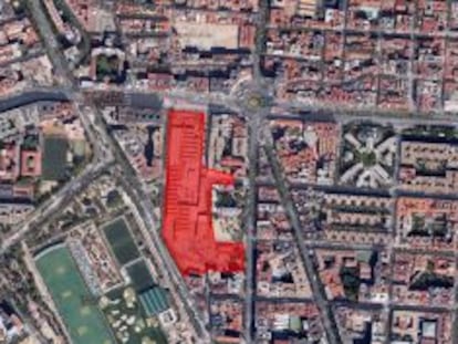En rojo, la zona afectada que subasta Metro de Madrid.