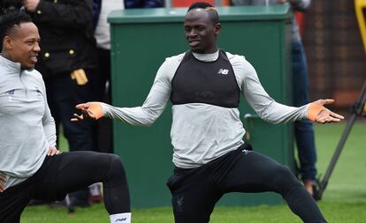 Sadio Mané, en el entrenamiento del Liverpool.