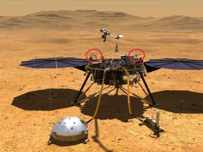 Recreación de la sonda 'Insight' en Marte. 