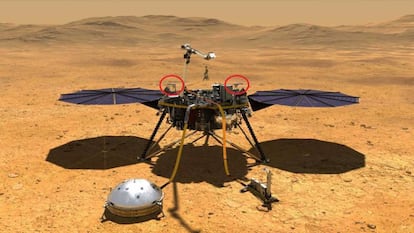 Recreación de la sonda 'Insight' en Marte. 