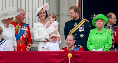 La familia real británica durante el 'Trooping the Colour'.