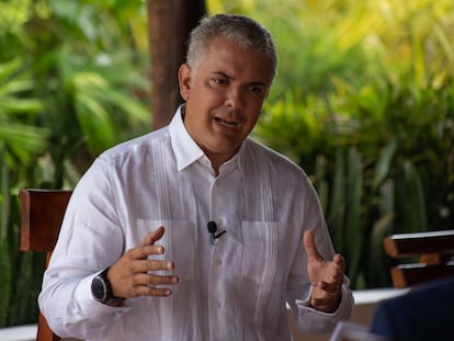 El presidente de Colombia, Iván Duque, durante una visita a la isla ecuatoriana de Galápagos, el 15 de enero de 2022.