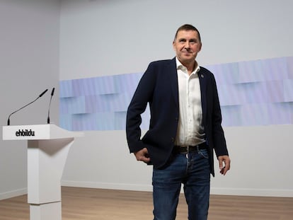 Arnaldo Otegi, este lunes en San Sebastián.